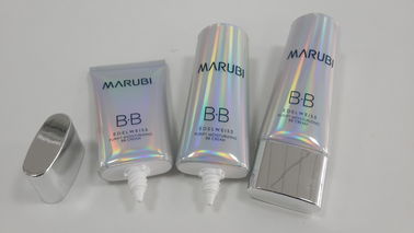 Metallic Flat Oval Holographic Laminate Cosmetic Tube Packaging Colorful Nature Gloss Laser material